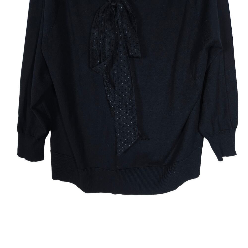 Eloquii Shirt 18 20 Black Polka Dot Mesh V Neck Long Sleeve Elastic Cuff Top - Picture 11 of 13